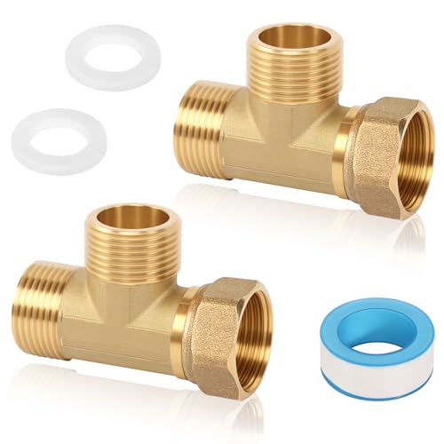 2 Stück T-Stück 3/4 Zoll, Messing T-Stück 90° T Stück Wasseranschluss, 3/4" Gewindefitting 3 Wege Verbindungsstück Messingfitting für Klimaanlage Kälteanlage von AOROPS
