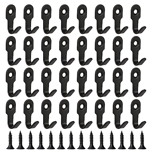 AOROPS Haken zum Schrauben, 32 Stück Edelstahl Wandhaken Schwarz 27mm kleiderhaken mit Schrauben, Kleine Kleiderhaken Wand für Schlafzimmer Wohnzimmer Küche von AOROPS