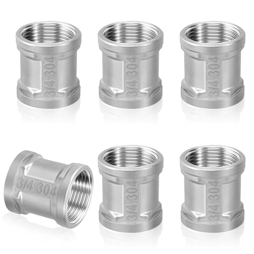 Edelstahl Muffe 3/4 Zoll, 6 Stück Doppelnippel 3/4" IG/IG, Edelstahl Innengewinde Verbindungsstück Adapter Doppelmuffe Anschlussnippel 3/4 Zoll Verbinder für Rohranschluss von AOROPS