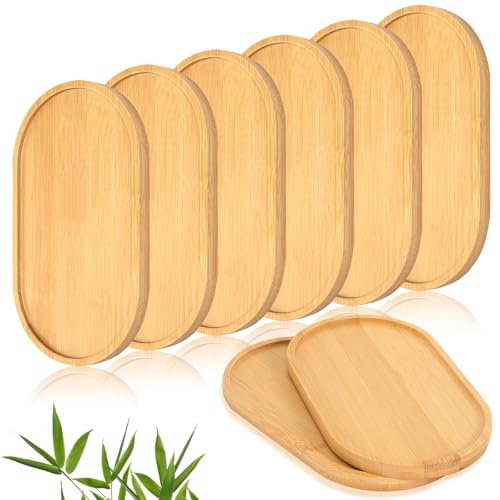 Holztablett, 8 Stück Kleines Tablett Bambus Tablett, Ellipse Bambustablett Holztabletts Klein Servierbrett Untersetzer für Untersetzer Tee Kaffee Kuchen von AOROPS