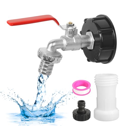 IBC Tank Zubehör, IBC Tank Auslaufhahn 1000l Wassertank Zubehör Auslaufhahn, 3/4 Zoll IBC Auslaufhahn IBC Container Zubehör mit IBC Adapter Kappe für Wassertank Wasserhahn von AOROPS