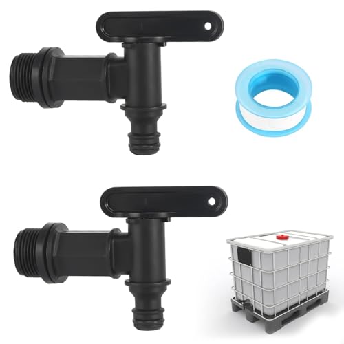 Kunststoff Ersatz Hahn, 2 Stück Auslaufhahn Regentonne mit Wasserdichtes Band, Regentonne Wasserhahn 3/4 zoll Adapter Optimaler Wasserhahn Zum Praktischen Einsatz Im Garten und Haushalt von AOROPS