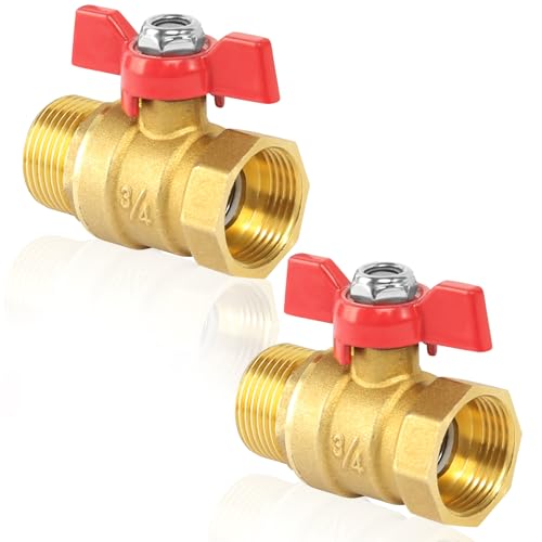 Messing Kugelhahn 3/4 Zoll, 2 Stück Kugelhahn mit Rotem Flügelgriff, Kugelhahn mit Flügelgriff 3/4" IG/AG Messing Absperrventil für Wasserleitungen Wasserhahn Messing Kugelhahn 3/4 Zoll, 2 Stück Kugelhahn mit Rotem Flügelgriff, Kugelhahn mit Flügelgriff 3/4" IG/AG Messing Absperrventil für Wasserleitungen Wasserhahn von AOROPS