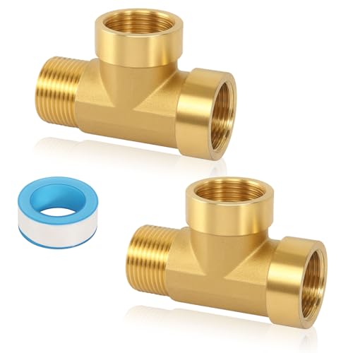 T-Stück 3/4 Zoll, 2 Stück Messing T-Stück 90° Gewindefitting 3/4", T Stück Wasseranschluss 3 Wege Verbindungsstück Messingfitting für Trinkwasser Geeignet von AOROPS