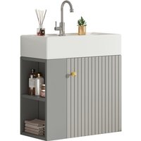 Badezimmermöbel Waschbecken , 553166.5cm, Waschtischunterschrank hängend hellgrau , Kleine Gästebadmöbel von AORSHER