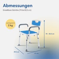 Duschstuhl mit Abnehmbarer Rückenlehne und Armlehne - rutschfest - höhenverstellbar - Duschstuhl für senioren von AORSHER