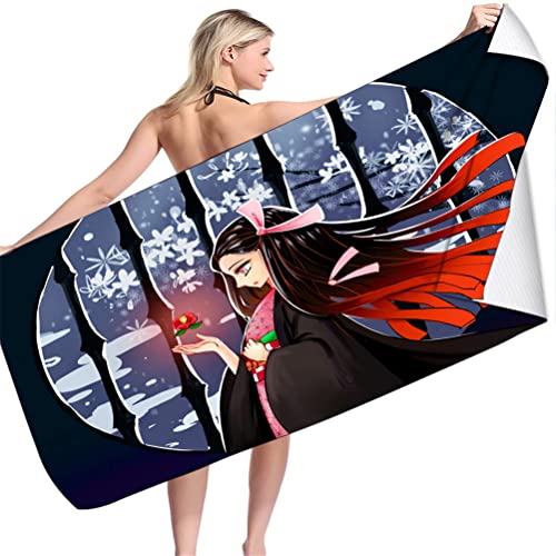AORUEY Anime Demn Slayer Figur Strandtuch,handtücher Set,Badehandtuch Für Kinder,Handtuch Für Erwachsene,Schwimmen Pool,Decke,sporthandtuch (A04,80x160cm) von AORUEY