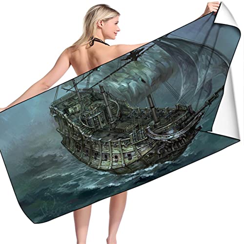 AORUEY Strandtuch,Piratenschädel,Mikrofaser-Strandtuch 80 X 160,schnell Trocknend, Strand Und Pool,Geschenke Für Kinder,Strandlaken Handtuch (2,90x180cm) von AORUEY