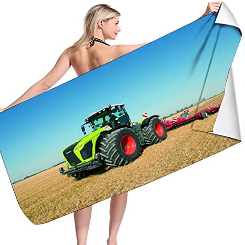 AORUEY Traktor Strandtücher, Mikrofaser Strandtuch, Badetuch Handtuch, Trecker Duschtuch 70 X 140cm,Frottee-Traktor,Trecker Bauernhof (A02,90x180cm) von AORUEY