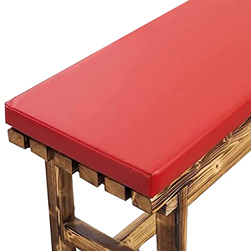 Kissen für Gartenbank, wasserdicht, Bank, Möbel, Sitzkissen, für Esszimmer/Terrassenstühle, PU-Leder, 2-Sitzer, 3-Sitzer, rutschfest, entfernbar, 60 x 40 x 5 cm, Rot von AORUI