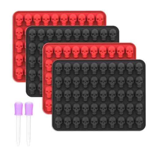 4pcs Halloween Schädel Schokoladenform Dessert Kuchen Bonbonbacken Werkzeugseife Silikonschmuck Schimmelpilze Leicht Zu Reinigen von AOSAIXIS