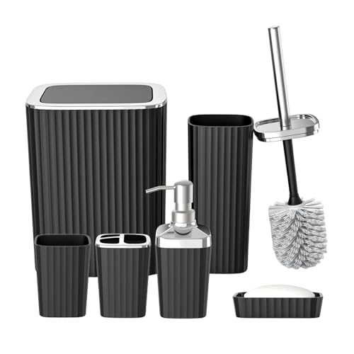 6 Piece Badezimmer Organizes Set Mit Zahnbürstenbecherhydraulikmüll Kann Pinsel Haltbarkeit Konstruktion Wiederverwendbarer Seifenspender Und Zahnbürstenset Reinigen von AOSAIXIS