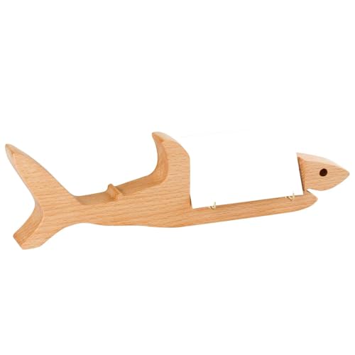 AOSAIXIS Künstlerische Fischfigur Holzkartenhalter Für Office Desktop Organisatoren Kreative Fischform Name Business Ständer Holz Business Stand von AOSAIXIS