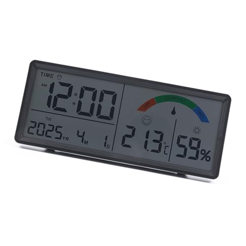 AOSAIXIS Multifunktionale Große LCD Digitale Uhr Mit Temperatur Und Feuchtigkeitsanzeige Batteriebetriebener Supprt Ständer Für Schreibtischwand Plastikuhr Für Schlafzimmer Büro von AOSAIXIS
