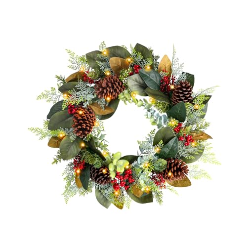Künstlicher Kranz LED LEGSPRÜFT HEISHAUM Wark MIT TINECON Für Vordertür Fenster Yard Garten Weihnachtsdekorationen Blumendekoration von AOSAIXIS