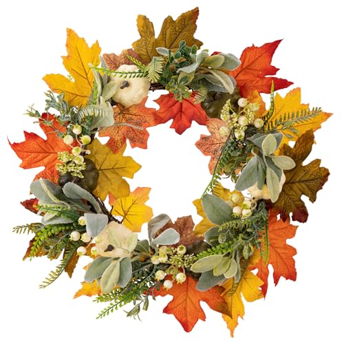 Künstlicher Kranz Mit Kürbissen Für Innen Und Außendekorationen Ernte Tag Thanksgiving Für Türblattkranz von AOSAIXIS