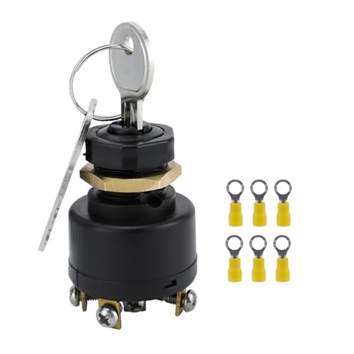 Motorzündungsstarterschalter & 2 Taste 12V 3 Position 6 Anschlussklemmen Für Auto Traktoren Boote Zündschalter von AOSAIXIS