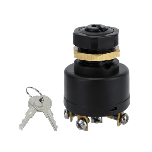 Motorzündungsstarterschalter & 2 Taste 12V 3 Position 6 Anschlussklemmen Für Auto Traktoren Boote Zündschalter von AOSAIXIS