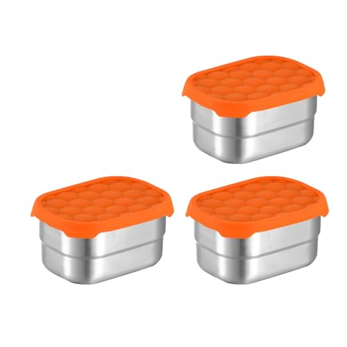 Packung Mit 3 Kleinen Edelstahlbehältern Farbenfrohe Rechteckige Edelstahl Snacks Für Kinder Lunchboxen von AOSAIXIS