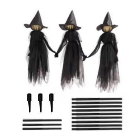 Set Mit 3 LED-Halloween-Hexen, Leuchtend Für Den Halloween-Garten, 4,9 Fuß Set, 3 Hexen, Die Sich An Den Händen Halten, Geeignet Für Außenhöfe, Rasenflächen Und Gartendekoration von AOSAIXIS