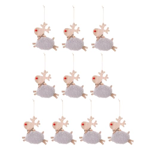 Set Von 10 Robusten Holz Weihnachtshänge Ornament Plush Festival Dekoration Für Und Bürohaushaus von AOSAIXIS