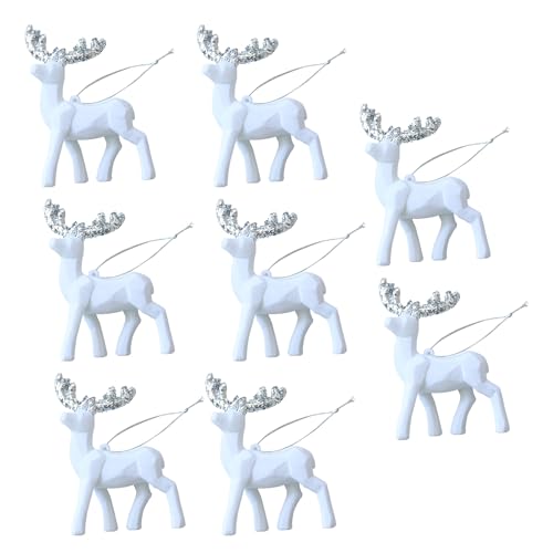 Set Von 8 Weihnachtsbaum Rentiere Ornament Miniatur Verblösche Hirschanhänger Für Tischplatten Stilvolle Hängende Heimdekoration Urlaub Dekorative Set von AOSAIXIS