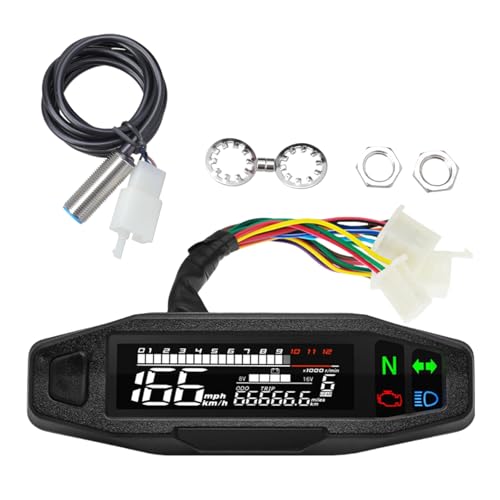 Tachometer Ölmesserstachometer Digital Meter Instrument Cluster Mit Kurvensignalen Indikatoren Motorradinstrument LCD Kilometerzähler von AOSAIXIS