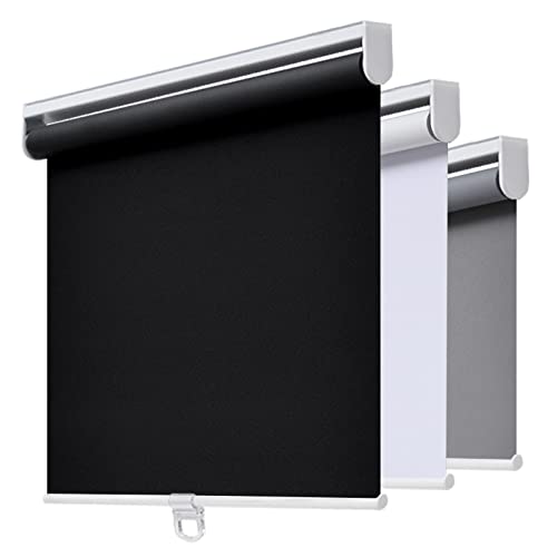 AOSKY Rollo ohne Schnur, Verdunkelungsrollo für Fenster, Raumverdunkelung, mit Federsystem, UV-Schutz, Fenstersichtschutz, Türrollo für Zuhause, Büro (73,7 cm B x 182,9 cm H, Schwarz) von AOSKY