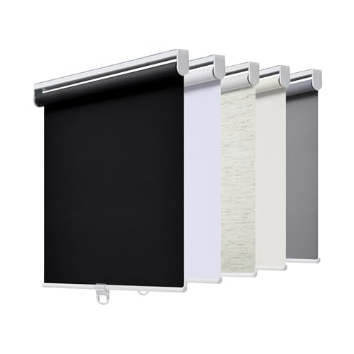 AOSKY Rollos Verdunkelnd ohne Kordel für Fenster & Türen mit Federsystem - UV-Schutz Rolladen Raumverdunkelung für Zuhause & Büro (100cm B x 180cm H, Schwarz) von AOSKY