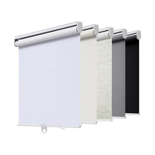 AOSKY Rollos Verdunkelnd ohne Kordel für Fenster & Türen mit Federsystem - UV-Schutz Rolladen Raumverdunkelung für Zuhause & Büro (120cm B x 180cm H, Weiß) von AOSKY