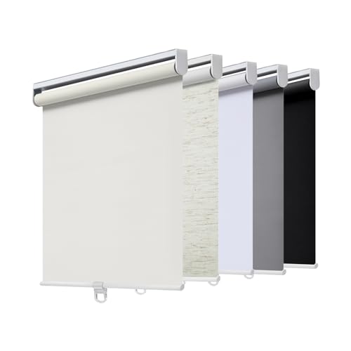AOSKY Rollos Verdunkelnd ohne Kordel für Fenster & Türen mit Federsystem - UV-Schutz Rolladen Raumverdunkelung für Zuhause & Büro (85cm B x 180cm H, Elfenbeinweiß) von AOSKY