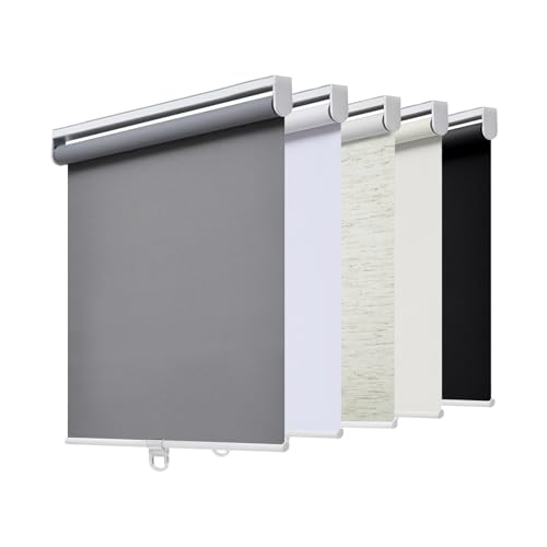 AOSKY Rollos Verdunkelnd ohne Kordel für Fenster & Türen mit Federsystem - UV-Schutz Rolladen Raumverdunkelung für Zuhause & Büro (90cm B x 180cm H, Grau) von AOSKY