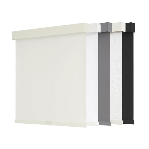 AOSKY Verdunkelnde Rollos ohne Kordel für Fenster mit Stopp-Funktion & Zierleiste - Thermische Isolierung, UV-Schutz, Naturgewebe für Zuhause & Büro (65cm B x 180cm H, Elfenbein) von AOSKY