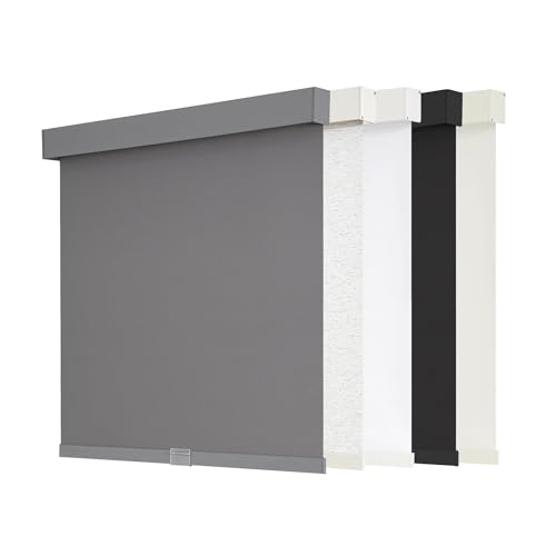 AOSKY Verdunkelnde Rollos ohne Kordel für Fenster mit Stopp-Funktion & Zierleiste - Thermische Isolierung, UV-Schutz, Naturgewebe für Zuhause & Büro (80cm B x 180cm H, Grau) von AOSKY