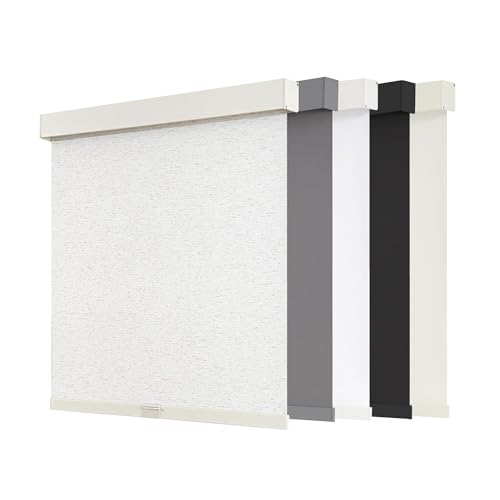AOSKY Verdunkelnde Rollos ohne Kordel für Fenster mit Stopp-Funktion & Zierleiste - Thermische Isolierung, UV-Schutz, Naturgewebe für Zuhause & Büro (90cm B x 180cm H, Beige Leinen) von AOSKY