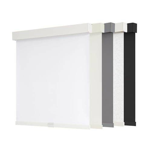 AOSKY Verdunkelnde Rollos ohne Kordel für Fenster mit Stopp-Funktion & Zierleiste - Thermische Isolierung, UV-Schutz, Naturgewebe für Zuhause & Büro (95cm B x 180cm H, Weiß) von AOSKY