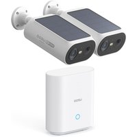 2K Überwachungskamera Aussen Solar Akku 2 Cam-Kit mit Station Integrierte Solarplatte 0 Gebühr 32GB Lokaler Speicher ai Personerkennung Licht- & von AOSU