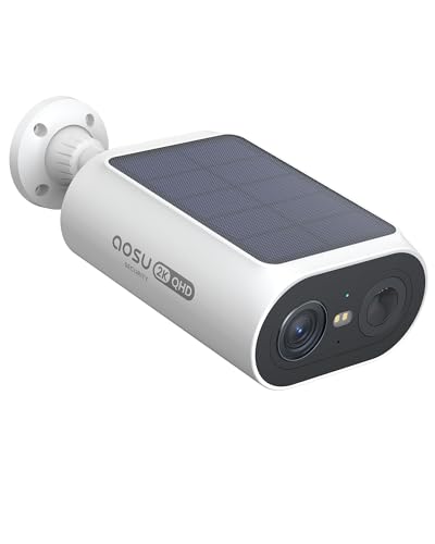 AOSU 2K Überwachungskamera Aussen Solar Akku Add-on Cam mit Integrierte Solarplatte AI Personerkennung Licht- & Tonalarm 2-Wege-Audio Farbige Nachtsicht IP65 von AOSU