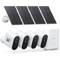 AOSU 3K Überwachungskamera Aussen Solar Akku Set, 5MP 4er Kamera Outdoor WLAN Überwachungs Außen Schärfer als 2K, Ohne ABO, 32G Lokale Homebase, von AOSU
