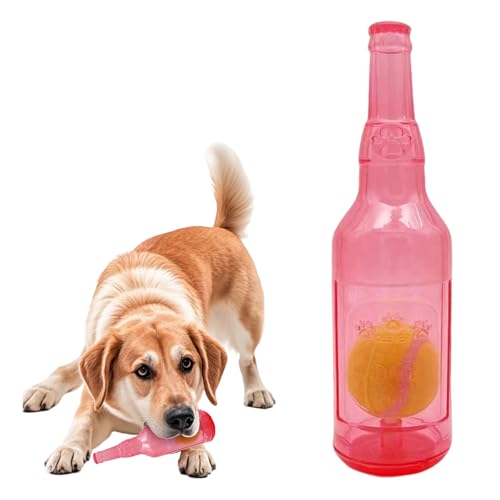 AOTISBAO Quietschspielzeug für Hunde, 2er-Pack, Flasche mit Tennisball, interaktives Kauspielzeug für kleine, mittelgroße und große Hunde von AOTISBAO