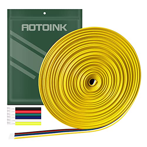 AOTOINK 10m/33ft RGBWW LED Elektrokabel 22 Gauge 6x0,32mm² 6 Polig 12V DC Verlängerungskabel 6 Adriges 22AWG Drähte für RGBCCT 3528 5050 LED Streifen von AOTOINK