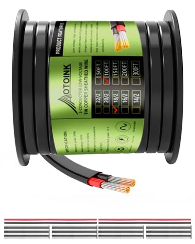 AOTOINK 18/2 30.48M 2 Adriges Elektrokabel 2x0.8mm², 12/24V 2 Poliges Kabel Verzinnte Kupferrohrabdeckung 18 AWG Gauge Draht für Automotive LED-Beleuchtung Boot von AOTOINK