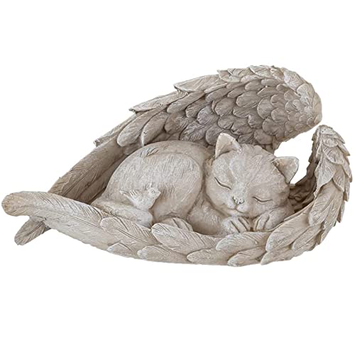 Katze Hund Engel Haustier Denkmal Grab Marker Tribut Statue, Deko Haustier Gedenken Tier Garten Statue, Polyresin, Gedenkstein Katze/Hund, Hundeengel-Gedenkstatue erinnert (Engel Katze) von AOTOPYU