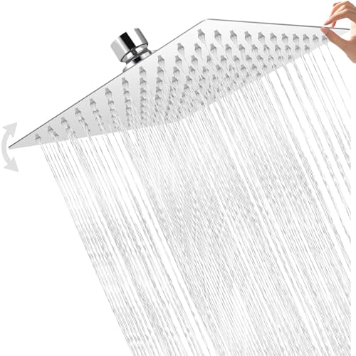 Duschkopf regendusche 12 Zoll(30x30cm), Duschkopf Regendusche Edelstahl, Kopfbrause Gebürstetes, Chrom, Selbstreinigende Regendusche Brausekopf Quadratisch, Rain Shower (Eckig) von AOTOPYU
