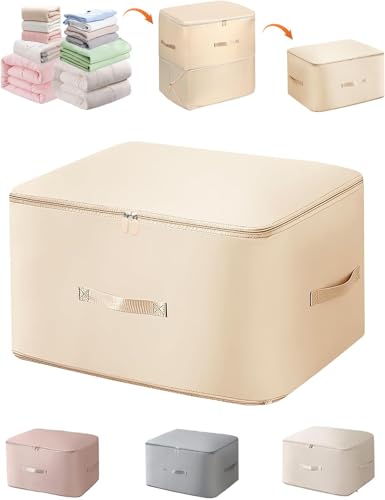 Komprimierender Beutel, Platz sparender selbstkomprimierender Organizer, Bewegliche Organizertaschen, Groß Aufbewahrungstasche für Bettdecken, Kleidung Aufbewahrung (Beige, XL54*42 * 60cm) von AOTOPYU