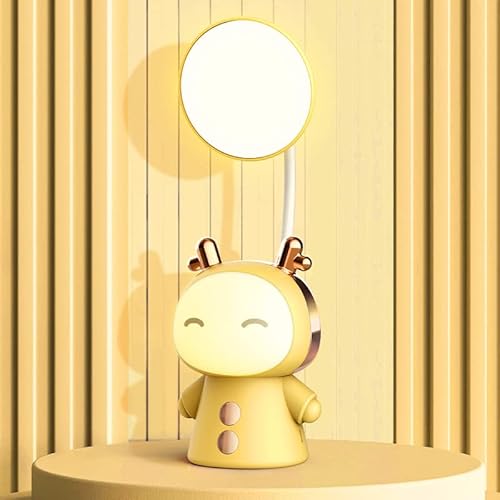 AOTOVOBOBO LED Schreibtischlampe 4-Gang Einstellbare Cartoon Faltbare Aufladung Multicolor Gradient Licht Lernen Nachttisch Nachtlicht Lampe für Kinder Kinder (gelb) von AOTOVOBOBO