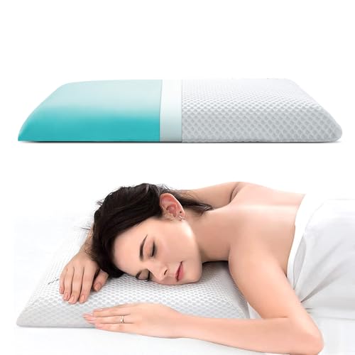 AOTOZE Pillow for Stomach Sleeper | 2.4-Inch Slim Pillow Thin Pillow Flat Pillow for Back Sleepers | Gel Memory Foam Pillow von AOTOZE
