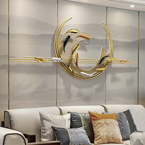 AOTTSD Metall 3D Fisch Wanddeko Wandbilder Wohnzimmer Schlafzimmer Hintergrund, Gold Groß Handgemachte Wandskulpturen Wandschmuck Wandobjekt von AOTTSD