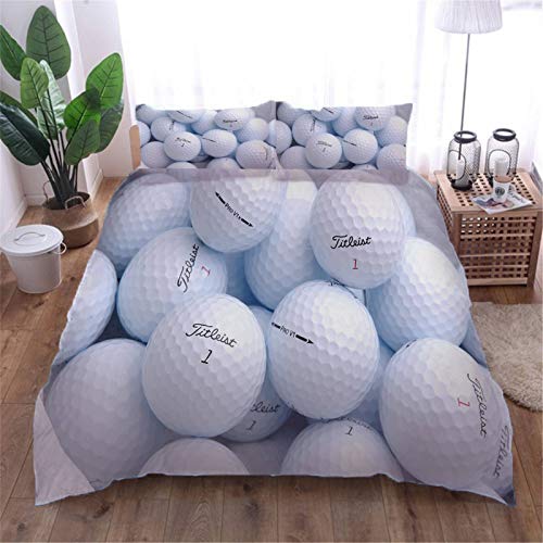 AOUAURO Bettwäsche 135x200 Golf Bettbezug Set 3D Bedruckte 3-Teiliges Polyester mit Reißverschluss 1 Bettbezug und 2 Kissenbezug 80x80cm 3 Stück Einzelbett von AOUAURO