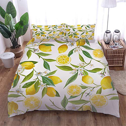 AOUAURO Bettwäsche 200x200 Zitrone Bettbezug Set 3D 3-Teiliges Polyester mit Reißverschluss 1 Bettbezug und 2 Kissenbezug 80x80cm 3 Stück Doppelbett AOUAURO Bettwäsche 200x200 Zitrone Bettbezug Set 3D 3-Teiliges Polyester mit Reißverschluss 1 Bettbezug und 2 Kissenbezug 80x80cm 3 Stück Doppelbett von AOUAURO